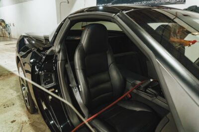 black car gets best car interior detailing service at budget auto detailing in burlington on