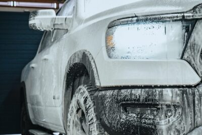 white car gets best car detailing service at budget auto detailing in burlington on